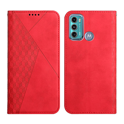 Leather Case Stands Flip Cover Holder Y02X for Motorola Moto G40 Fusion Red