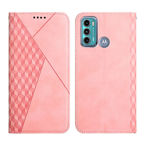 Leather Case Stands Flip Cover Holder Y02X for Motorola Moto G40 Fusion Rose Gold