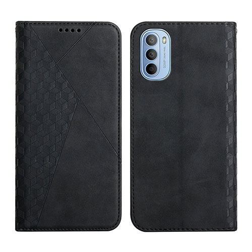 Leather Case Stands Flip Cover Holder Y02X for Motorola Moto G51 5G Black