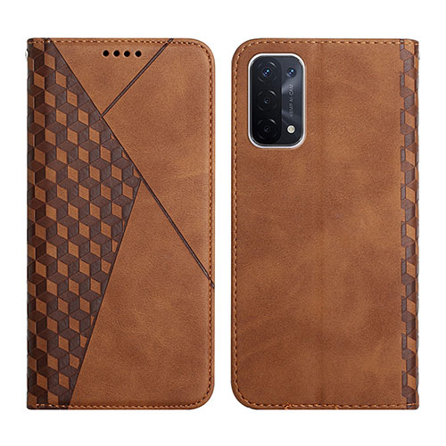 Leather Case Stands Flip Cover Holder Y02X for OnePlus Nord N200 5G Brown