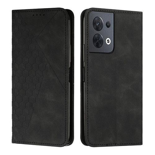 Leather Case Stands Flip Cover Holder Y02X for Oppo Reno8 5G Black