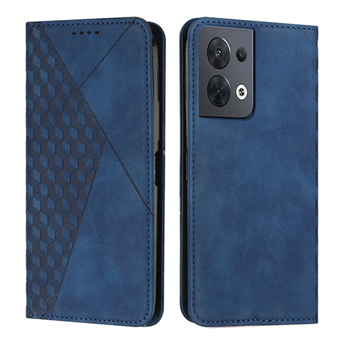 Leather Case Stands Flip Cover Holder Y02X for Oppo Reno9 5G Blue