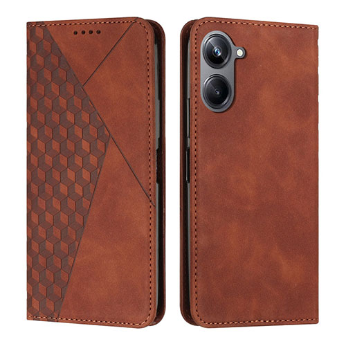 Leather Case Stands Flip Cover Holder Y02X for Realme 10 Pro 5G Brown