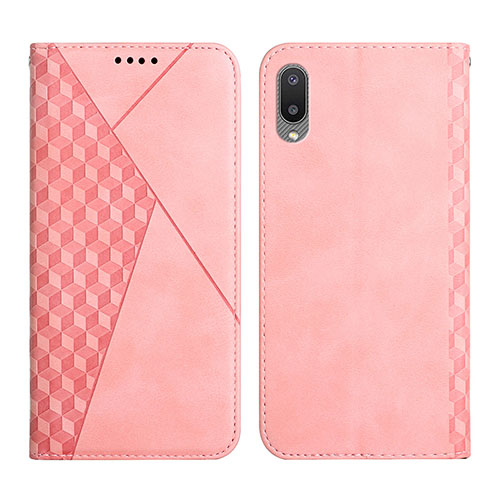 Leather Case Stands Flip Cover Holder Y02X for Samsung Galaxy M02 Rose Gold