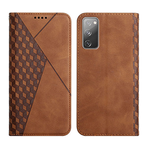 Leather Case Stands Flip Cover Holder Y02X for Samsung Galaxy S20 Lite 5G Brown
