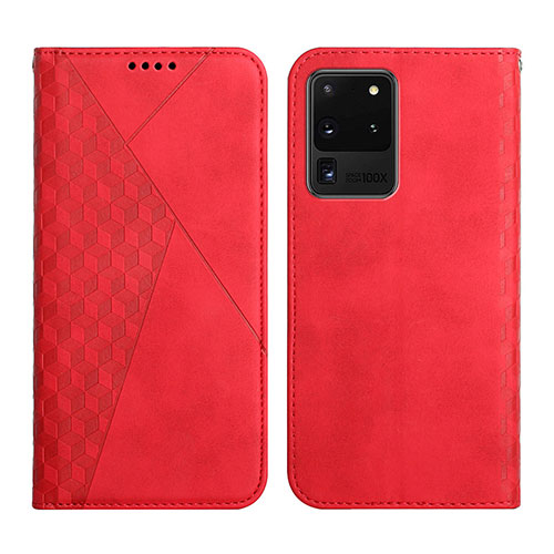 Leather Case Stands Flip Cover Holder Y02X for Samsung Galaxy S20 Ultra 5G Red