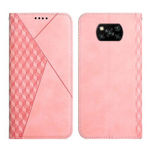 Leather Case Stands Flip Cover Holder Y02X for Xiaomi Poco X3 NFC Rose Gold