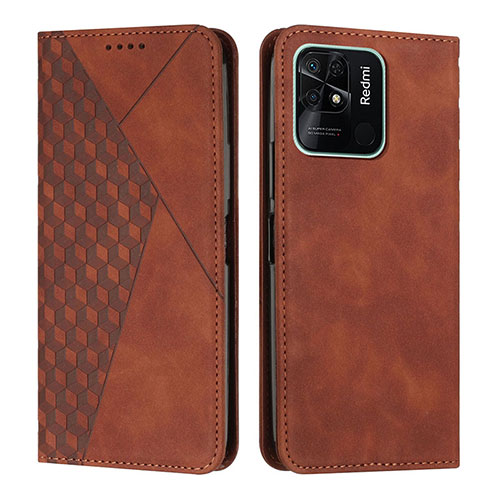 Leather Case Stands Flip Cover Holder Y02X for Xiaomi Redmi 10 Power Brown