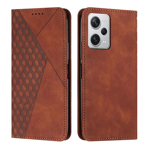 Leather Case Stands Flip Cover Holder Y02X for Xiaomi Redmi Note 12 Pro 5G Brown