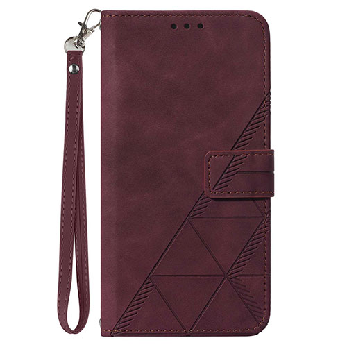 Leather Case Stands Flip Cover Holder Y03B for Samsung Galaxy A02s Red Wine
