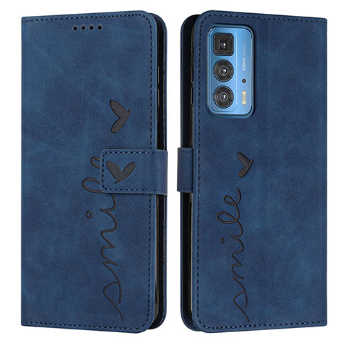 Leather Case Stands Flip Cover Holder Y03X for Motorola Moto Edge S Pro 5G Blue