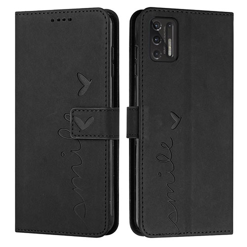 Leather Case Stands Flip Cover Holder Y03X for Motorola Moto G Stylus (2021) Black