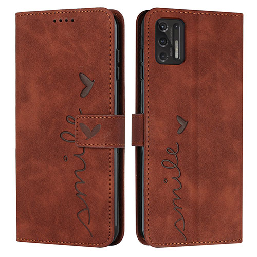 Leather Case Stands Flip Cover Holder Y03X for Motorola Moto G Stylus (2021) Brown