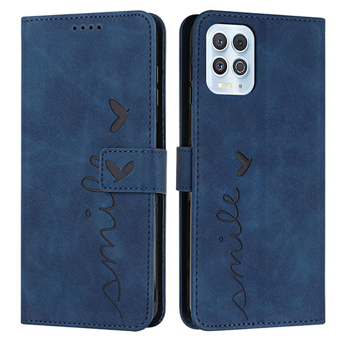 Leather Case Stands Flip Cover Holder Y03X for Motorola Moto G100 5G Blue