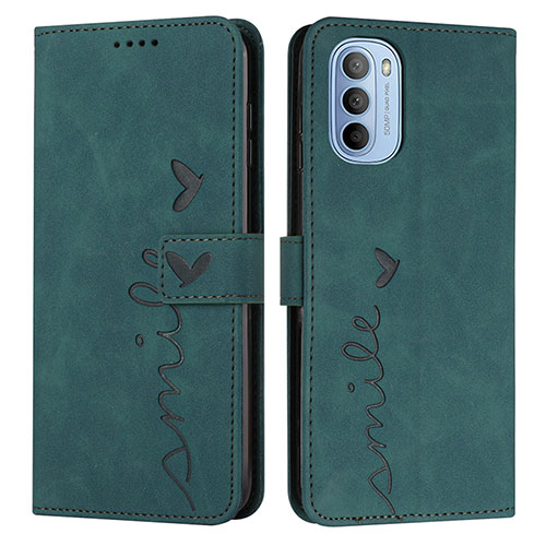 Leather Case Stands Flip Cover Holder Y03X for Motorola Moto G31 Green
