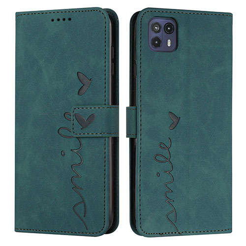 Leather Case Stands Flip Cover Holder Y03X for Motorola Moto G50 5G Green