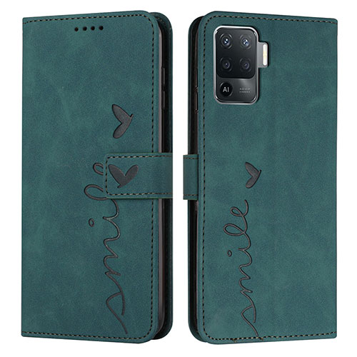 Leather Case Stands Flip Cover Holder Y03X for Oppo F19 Pro Green