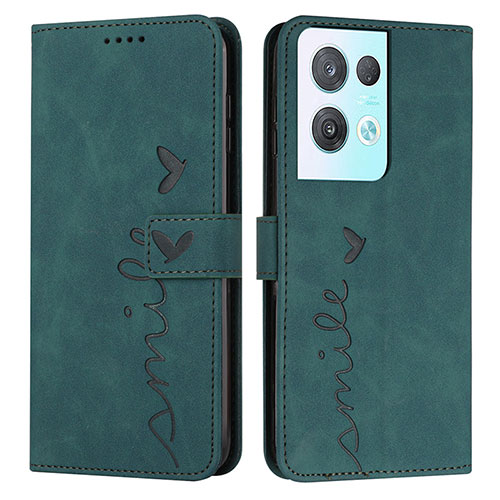 Leather Case Stands Flip Cover Holder Y03X for Oppo Reno9 Pro+ Plus 5G Green