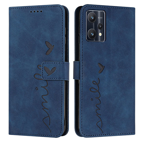 Leather Case Stands Flip Cover Holder Y03X for Realme 9 Pro 5G Blue
