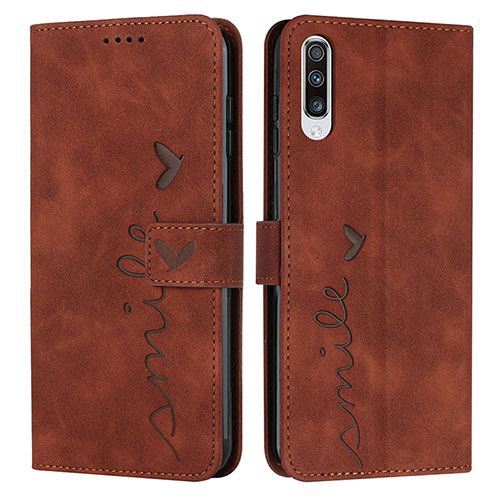 Leather Case Stands Flip Cover Holder Y03X for Samsung Galaxy A70S Brown