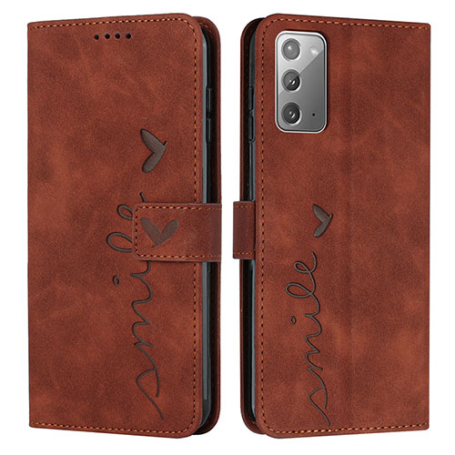 Leather Case Stands Flip Cover Holder Y03X for Samsung Galaxy Note 20 5G Brown