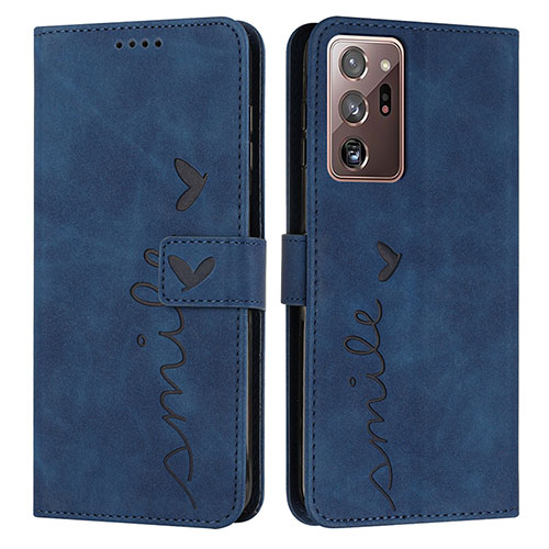 Leather Case Stands Flip Cover Holder Y03X for Samsung Galaxy Note 20 Ultra 5G Blue