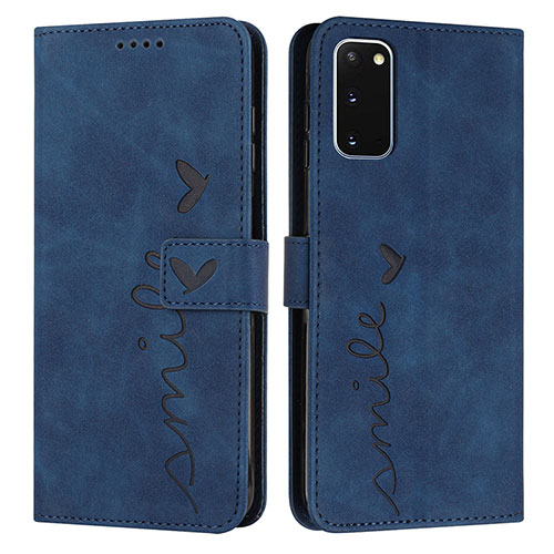 Leather Case Stands Flip Cover Holder Y03X for Samsung Galaxy S20 5G Blue