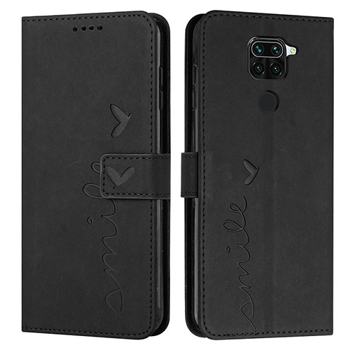 Leather Case Stands Flip Cover Holder Y03X for Xiaomi Redmi Note 9 Black
