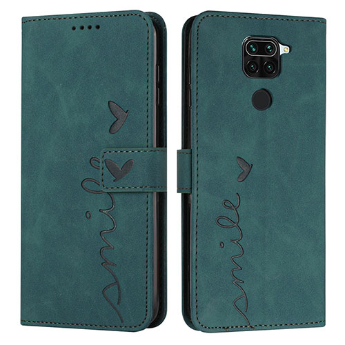 Leather Case Stands Flip Cover Holder Y03X for Xiaomi Redmi Note 9 Green