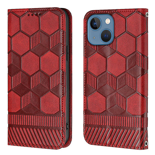 Leather Case Stands Flip Cover Holder Y04B for Apple iPhone 14 Red Wine