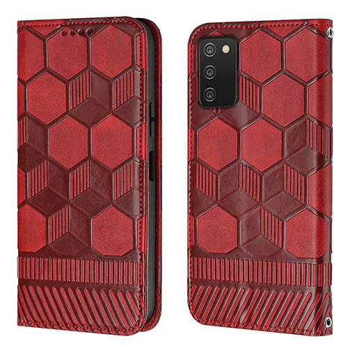 Leather Case Stands Flip Cover Holder Y04B for Samsung Galaxy A02s Red