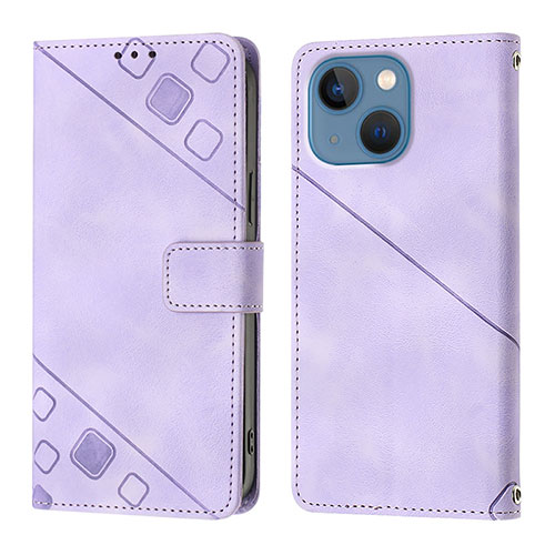 Leather Case Stands Flip Cover Holder Y05B for Apple iPhone 13 Purple
