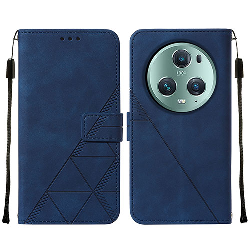Leather Case Stands Flip Cover Holder Y05B for Huawei Honor Magic5 Pro 5G Blue