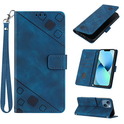 Leather Case Stands Flip Cover Holder Y06B for Apple iPhone 13 Blue