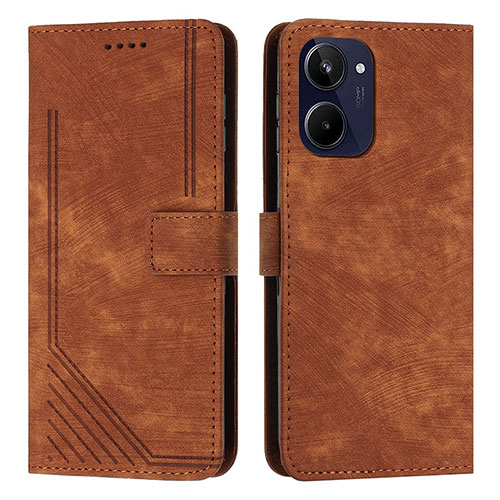 Leather Case Stands Flip Cover Holder Y07X for Realme 10 4G Brown