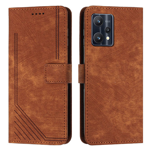 Leather Case Stands Flip Cover Holder Y07X for Realme 9 Pro 5G Brown