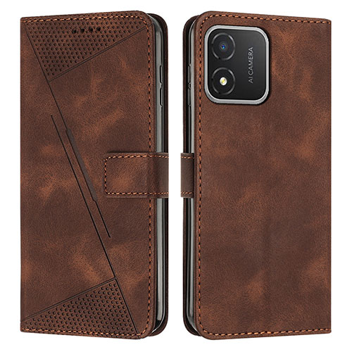 Leather Case Stands Flip Cover Holder Y08X for Huawei Honor X5 Brown