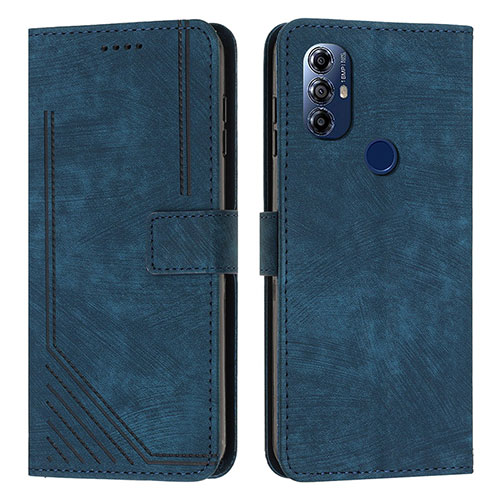 Leather Case Stands Flip Cover Holder Y08X for Motorola Moto G Power (2022) Blue