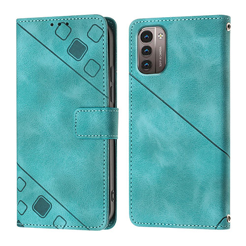 Leather Case Stands Flip Cover Holder YB1 for Nokia G11 Green