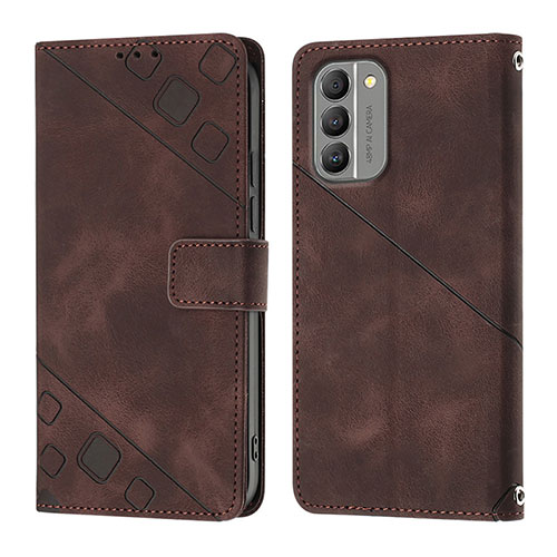 Leather Case Stands Flip Cover Holder YB1 for Nokia G400 5G Brown