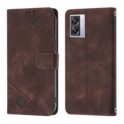 Leather Case Stands Flip Cover Holder YB1 for OnePlus Nord N300 5G Brown