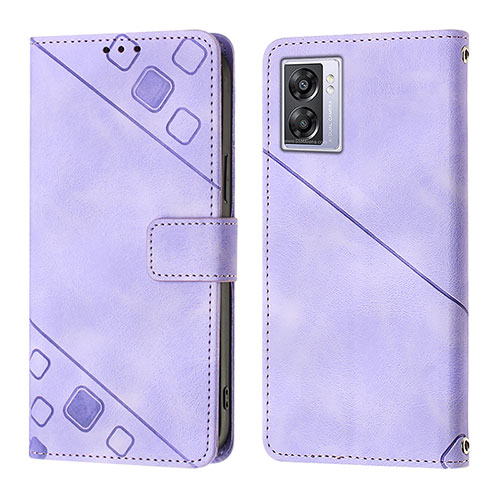 Leather Case Stands Flip Cover Holder YB1 for OnePlus Nord N300 5G Purple