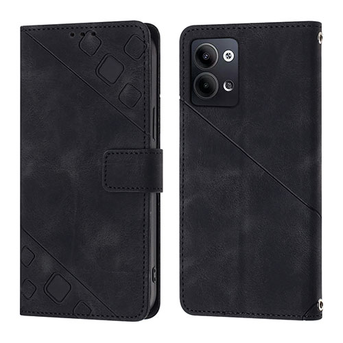 Leather Case Stands Flip Cover Holder YB1 for Oppo Reno9 5G Black
