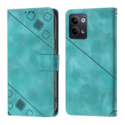 Leather Case Stands Flip Cover Holder YB1 for Oppo Reno9 5G Green