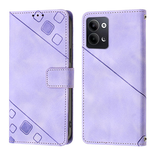 Leather Case Stands Flip Cover Holder YB1 for Oppo Reno9 5G Purple