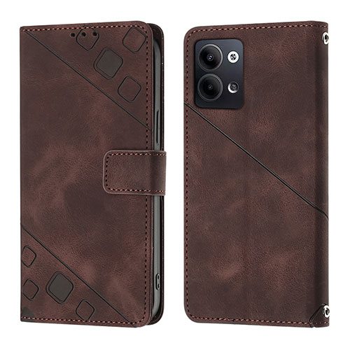 Leather Case Stands Flip Cover Holder YB1 for Oppo Reno9 Pro 5G Brown