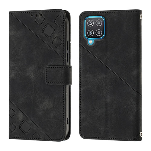 Leather Case Stands Flip Cover Holder YB1 for Samsung Galaxy A12 Nacho Black