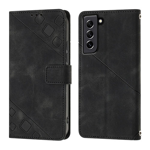 Leather Case Stands Flip Cover Holder YB1 for Samsung Galaxy S21 FE 5G Black