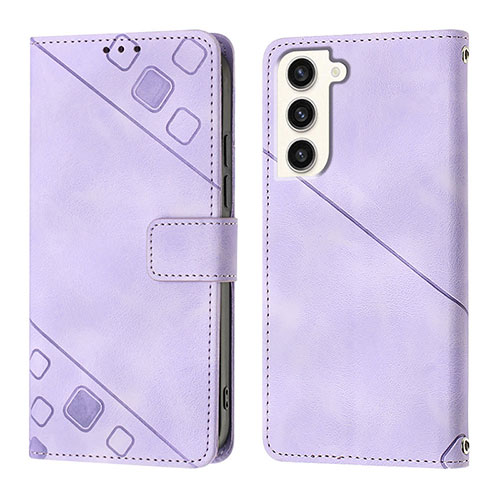 Leather Case Stands Flip Cover Holder YB1 for Samsung Galaxy S22 Plus 5G Clove Purple
