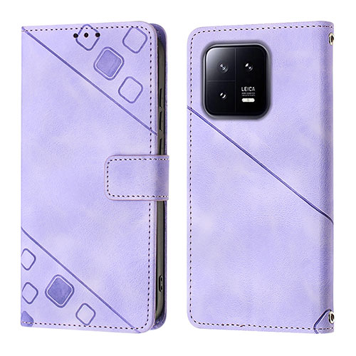 Leather Case Stands Flip Cover Holder YB1 for Xiaomi Mi 13 5G Purple